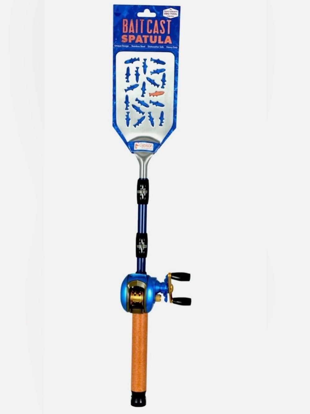 NWT NEW Bait Cast Spatula Fishing Rod & Reel Ba BQue Unique Father's Day Gift